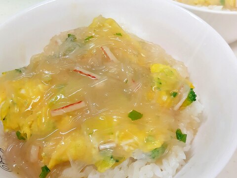 子供が喜ぶ(^^)簡単スープ春雨の天津丼♪